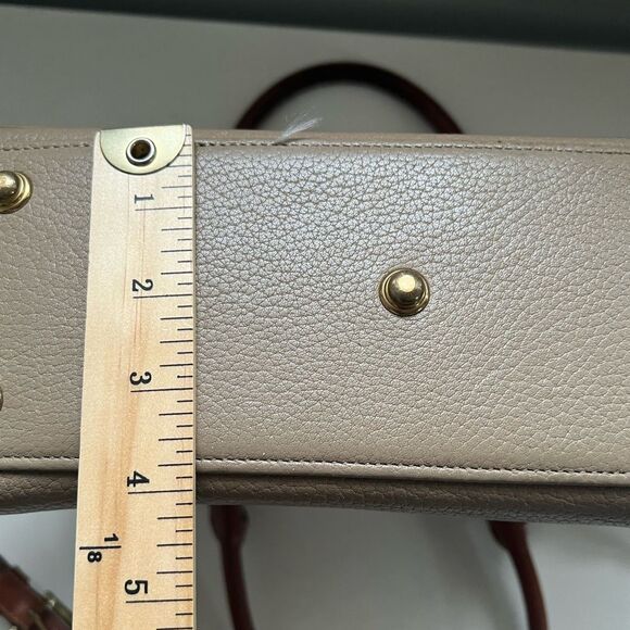 Dooney & Bourke Vintage Bag Satchel Goose Pebbled Leather Purse Crossbody Beige - Picture 12 of 12